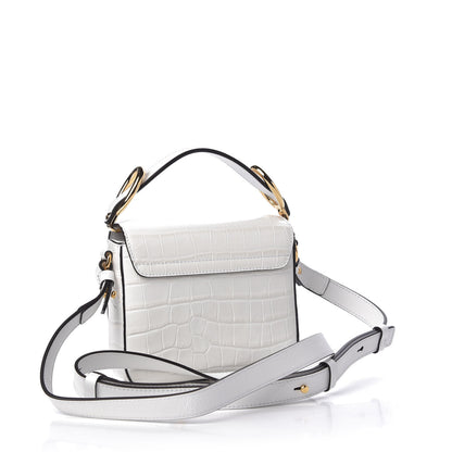 Chloe Calfskin Crocodile Embossed Mini C Double Carry Brilliant White 4 of 10