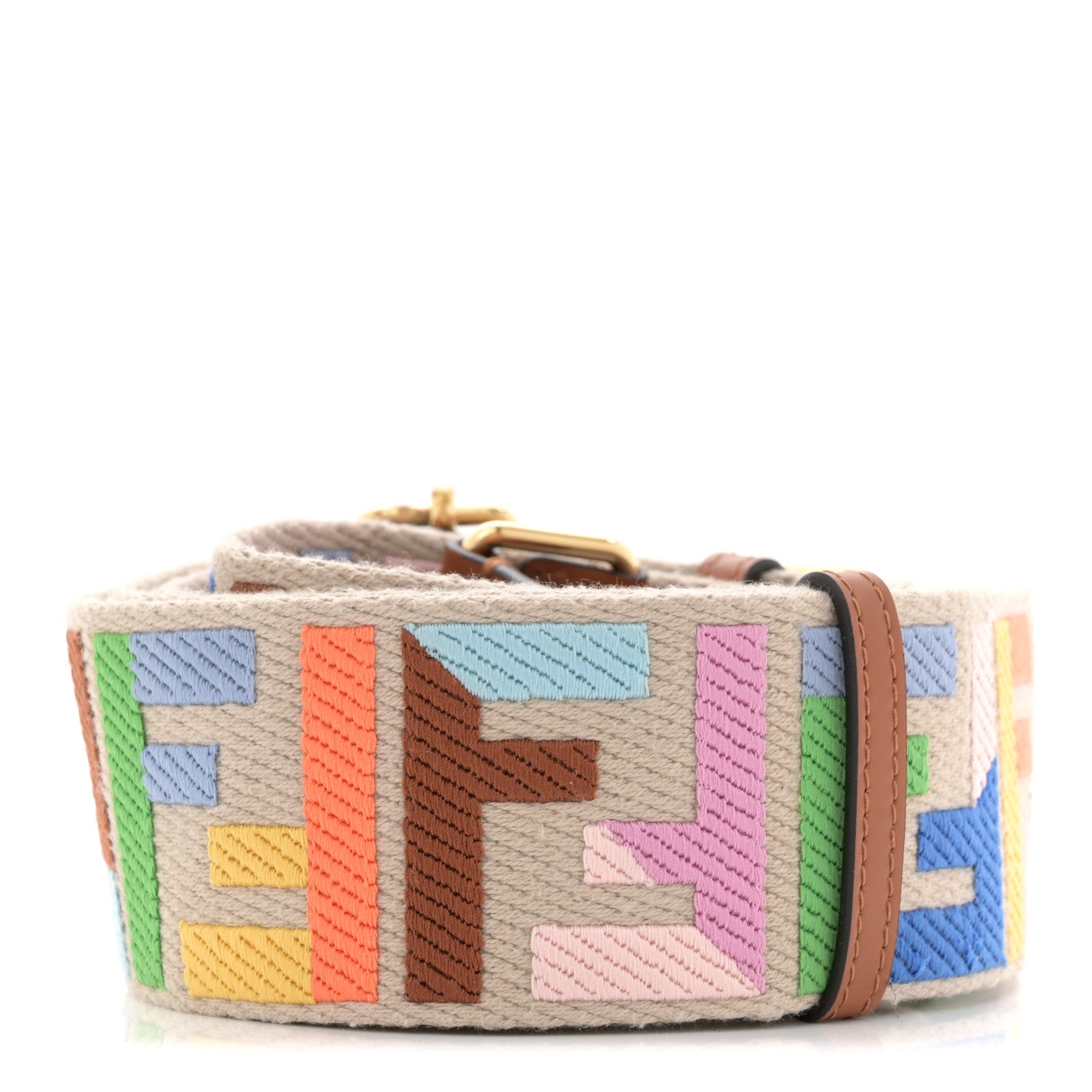 Fendi Canvas Calfskin FF 1974 Adjustable Strap You Multicolor Cuoio 2 of 6