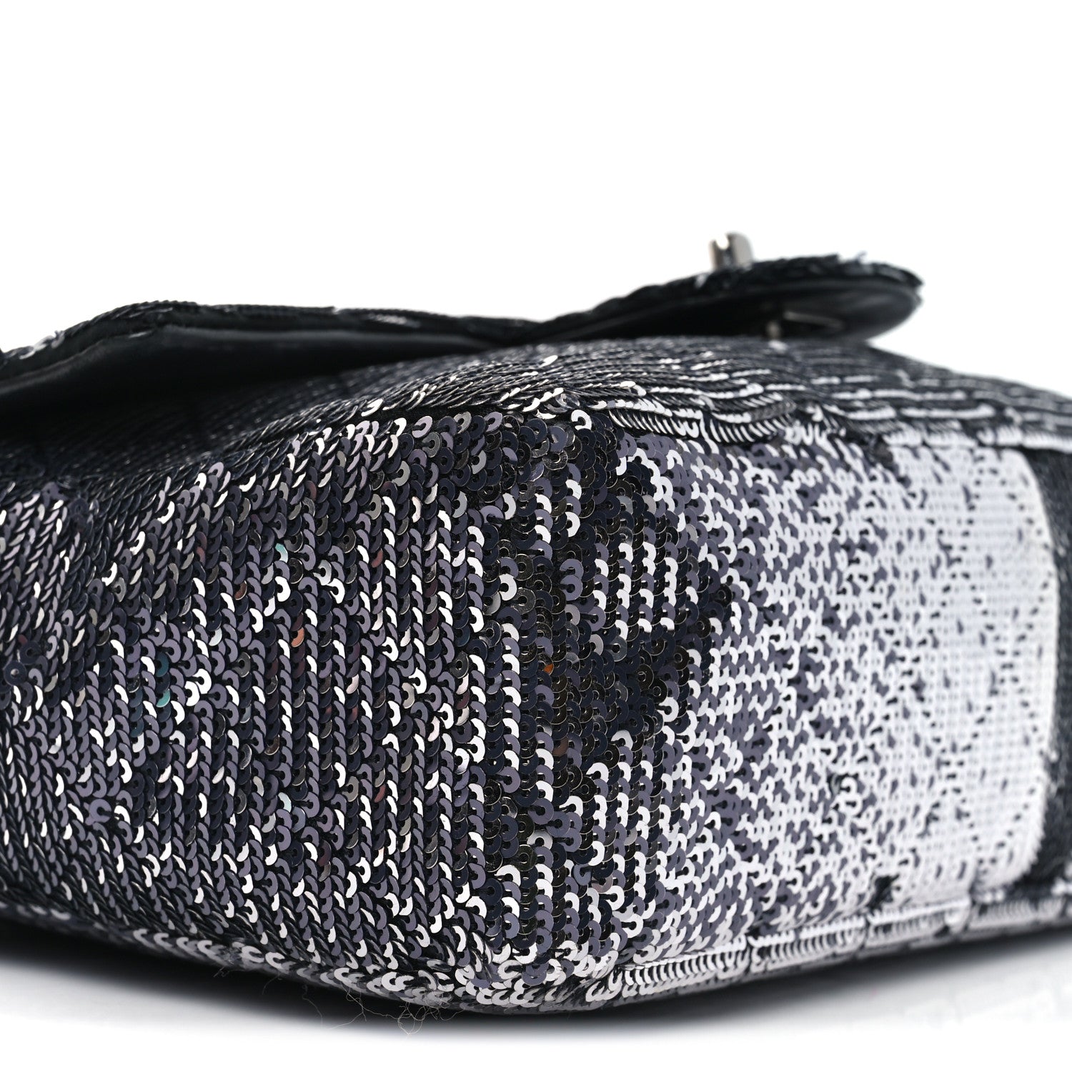 Chanel Sequin Quilted Small Single Flap Black Silver 9 of 10