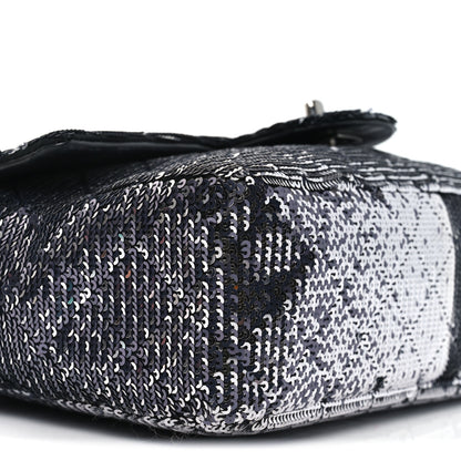 Chanel Sequin Quilted Small Single Flap Black Silver 9 of 10