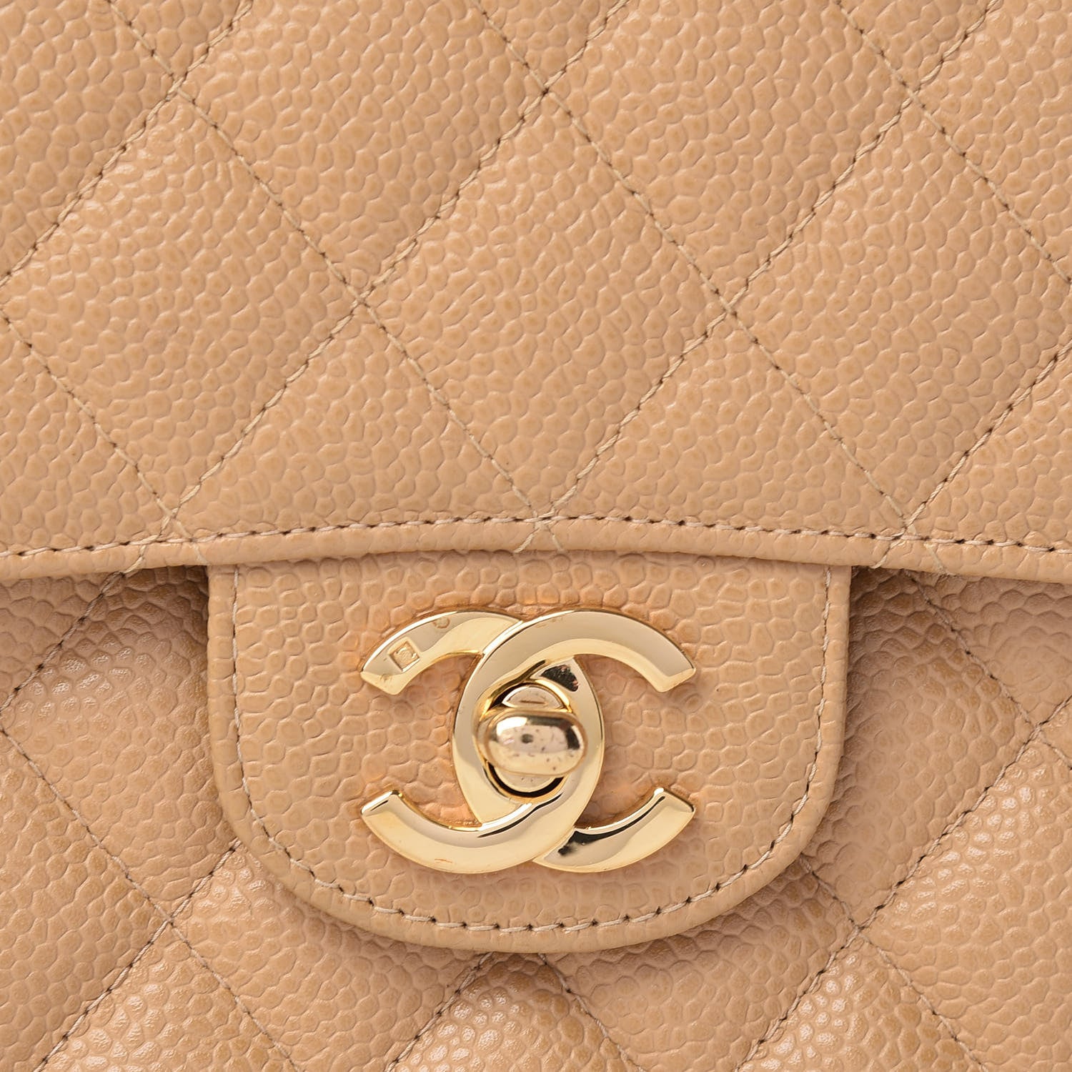 Chanel Caviar Quilted Medium Double Flap Beige 9 of 11