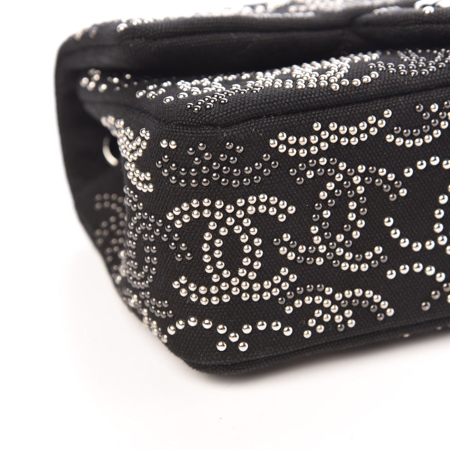 Canvas Studded Mini Rectangular Flap Black