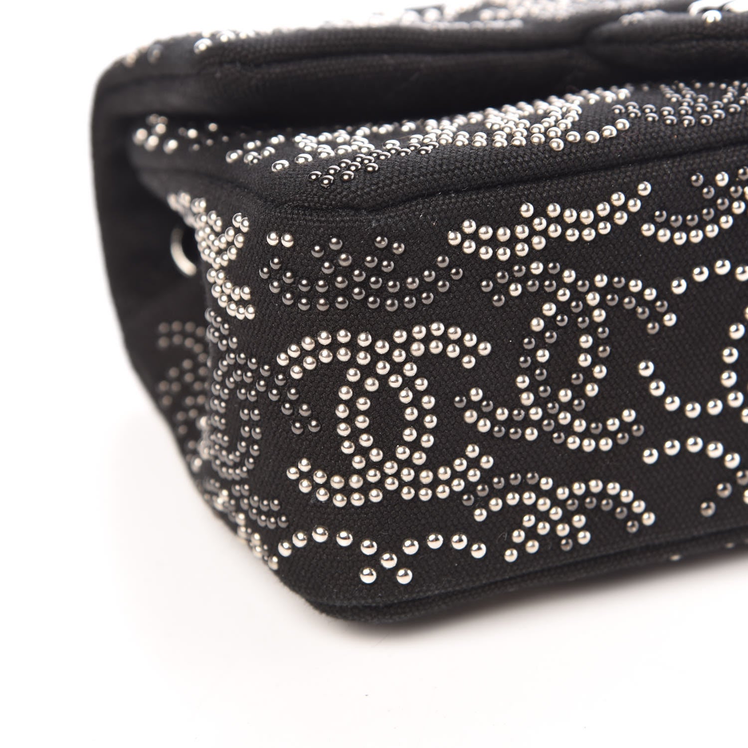 Chanel Canvas Studded Mini Rectangular Flap Black 9 of 10