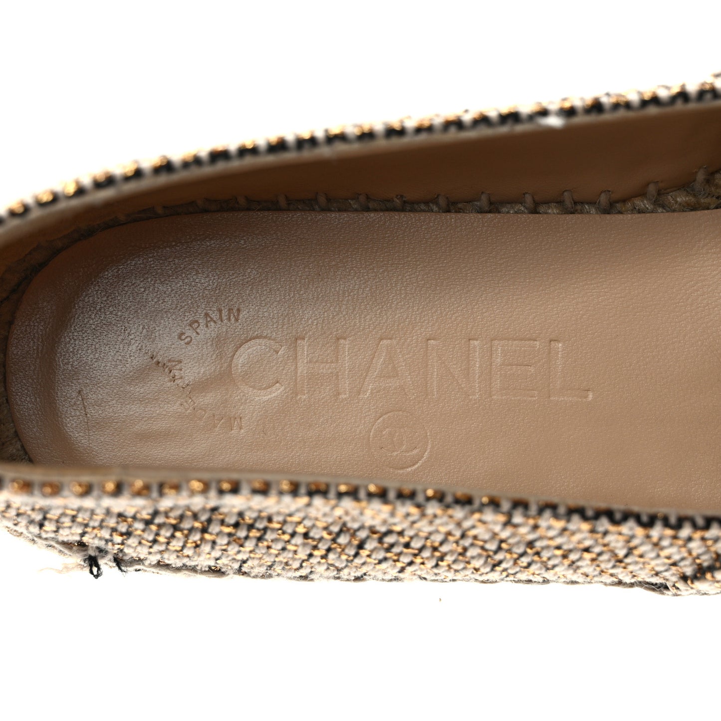 Metallic Tweed Grosgrain CC Espadrilles 38 Black Gold