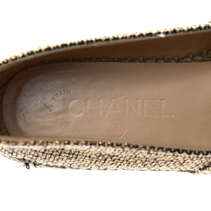 Chanel Metallic Tweed Grosgrain CC Espadrilles 38 Black Gold 8 of 10