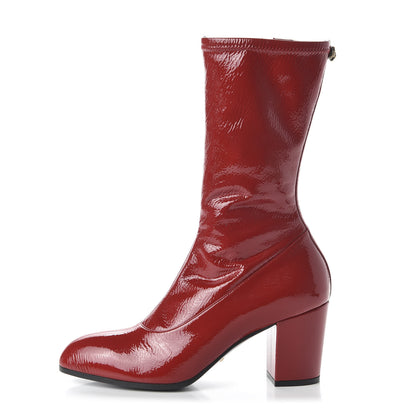 Gucci Patent Calfskin Stretch Boots 39 Hibiscus Red 1 of 8