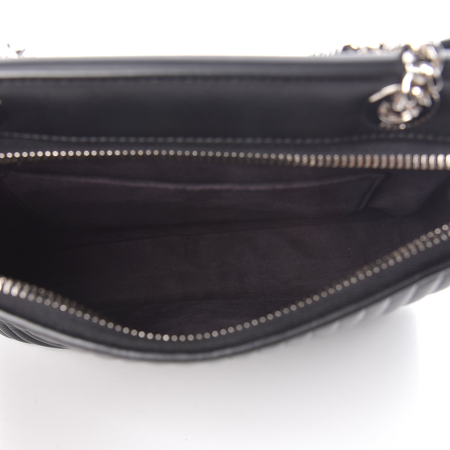 Shiny Nappa Trapuntata Small DotCom Click Chain Satchel Black