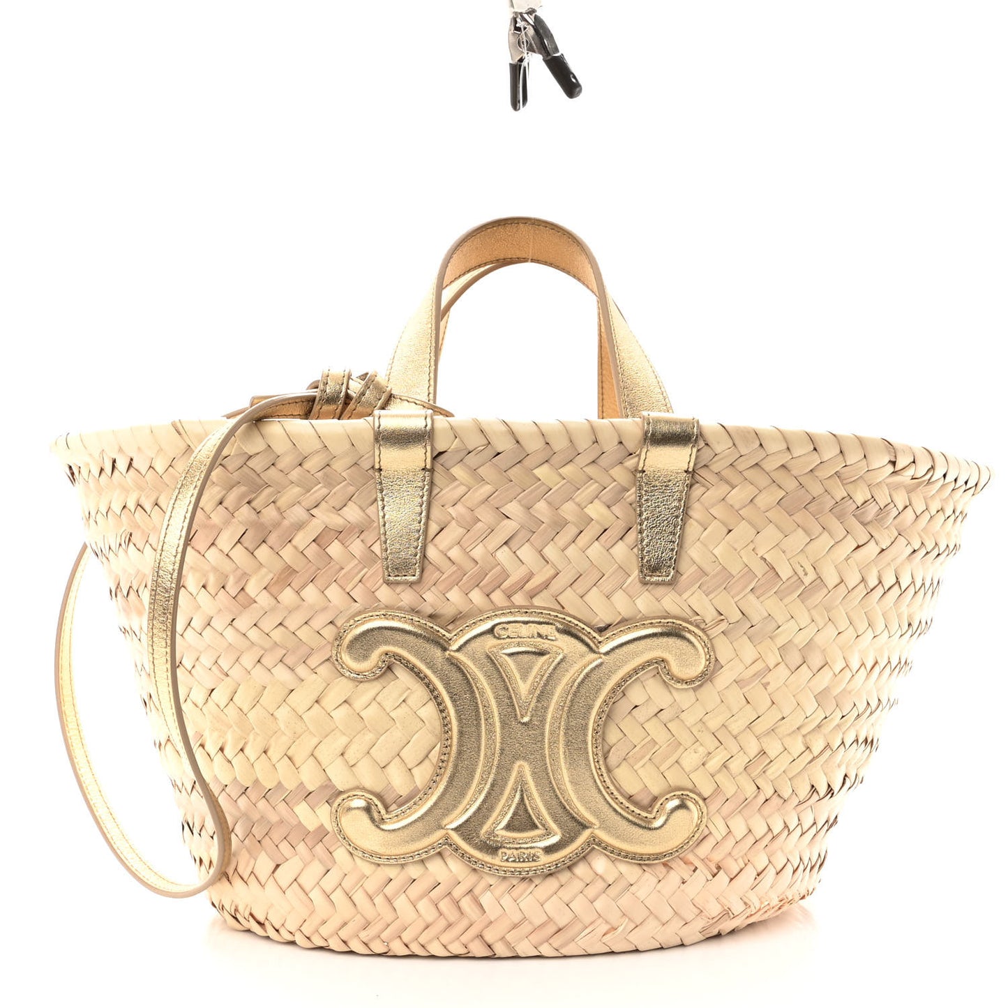 Raffia Calfskin Triomphe Teen Panier Gold