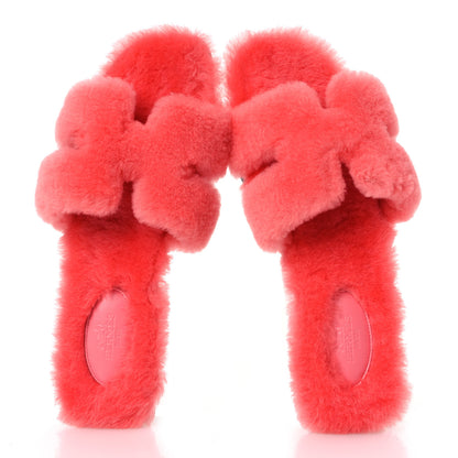 Hermes Woolskin Oran Sandals 39 Rose Du Desert 2 of 9