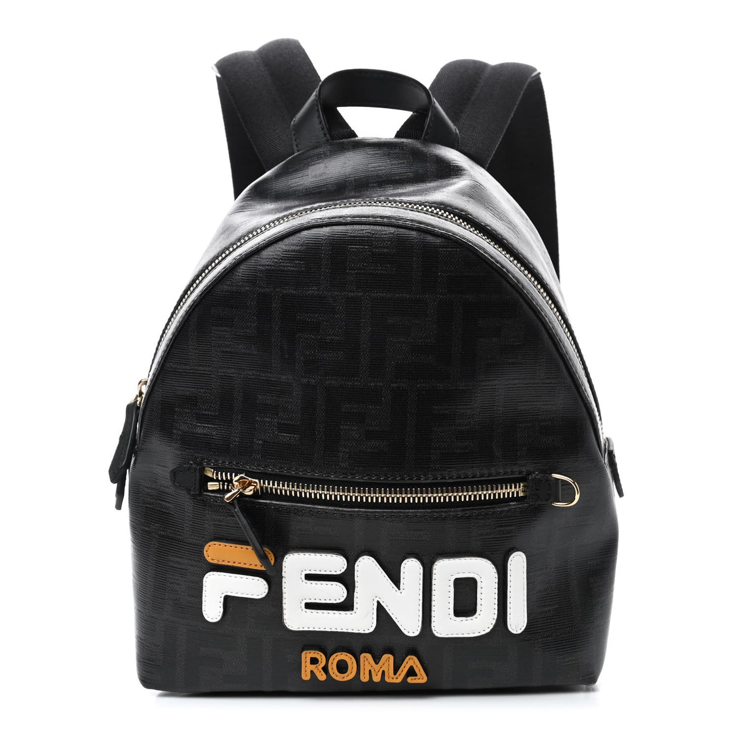 X FILA Glazed Fabric Vitello Century FF 1974 Mania Mini Backpack Black White