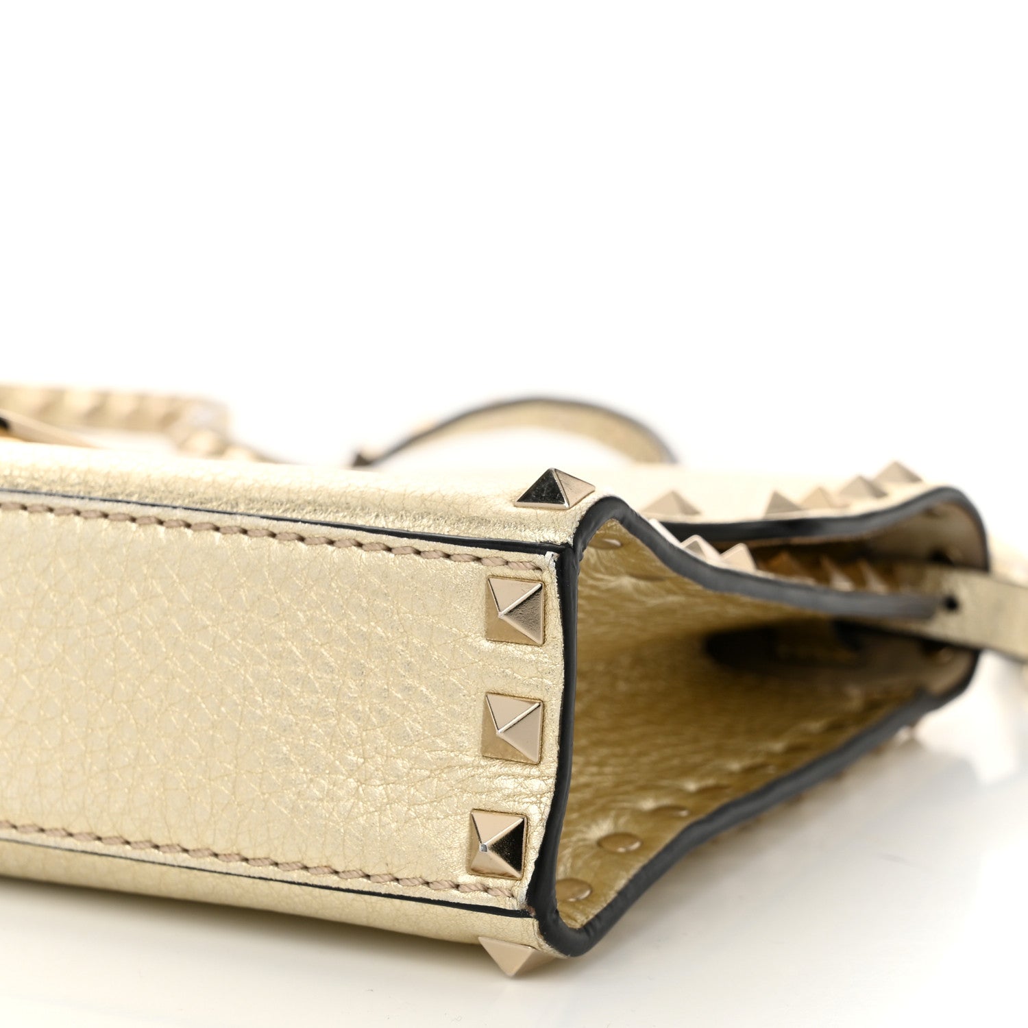 Valentino Garavani Metallic Pebbled Calfskin Medium Rockstud Flip Lock Crossbody Bag Platino 9 of 9