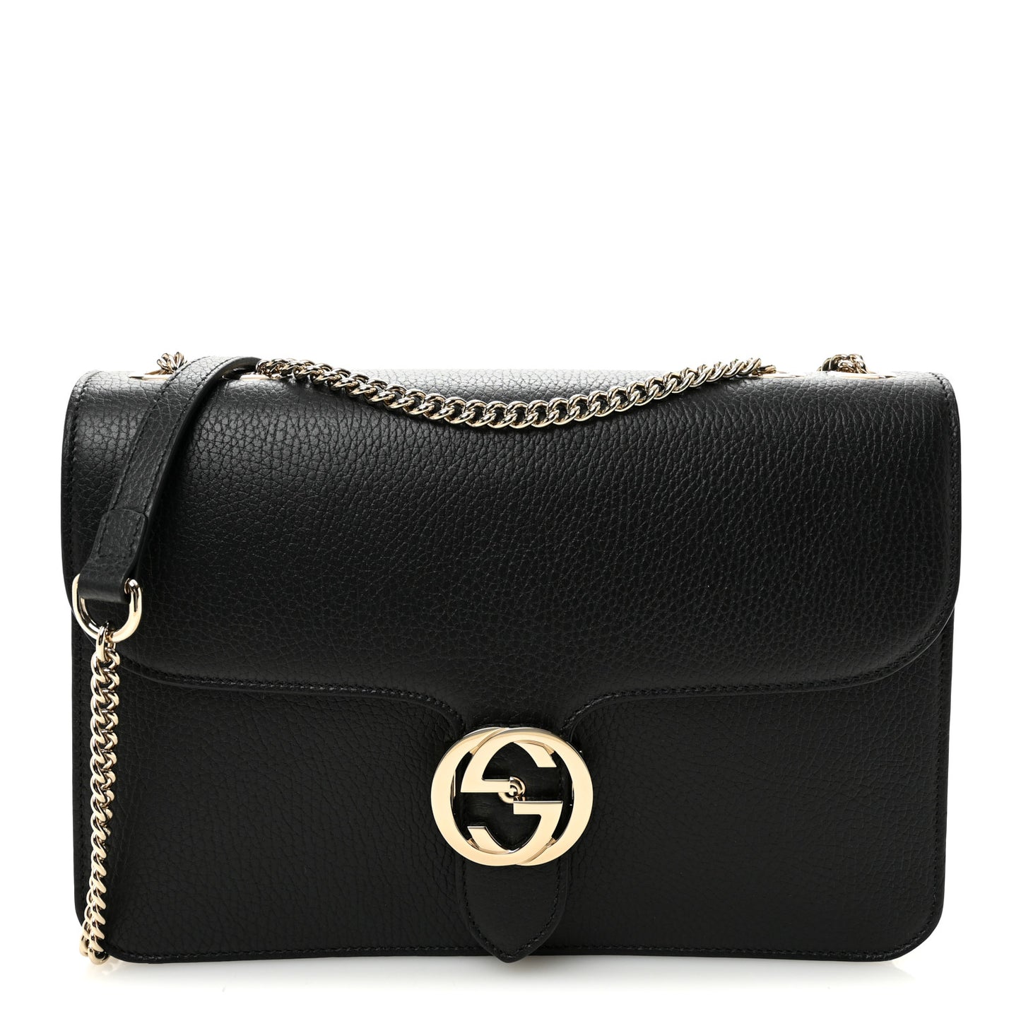 Dollar Calfskin Interlocking G Shoulder Bag Black