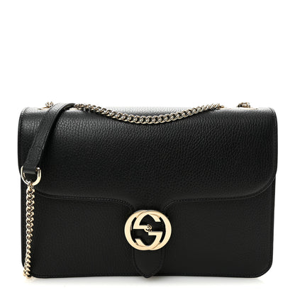 Gucci Dollar Calfskin Interlocking G Shoulder Bag Black 1 of 10