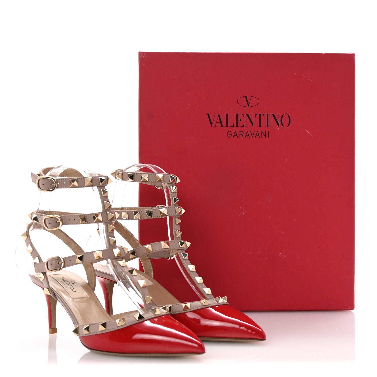 Valentino Garavani Patent Nappa Rockstud Ankle Strap 65mm Pumps 35 Rosso Valentino Poudre 10 of 10