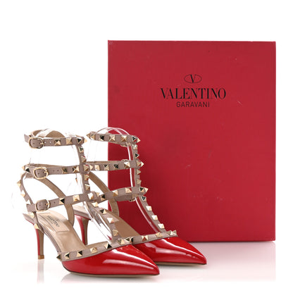 Valentino Garavani Patent Nappa Rockstud Ankle Strap 65mm Pumps 35 Rosso Valentino Poudre 10 of 10