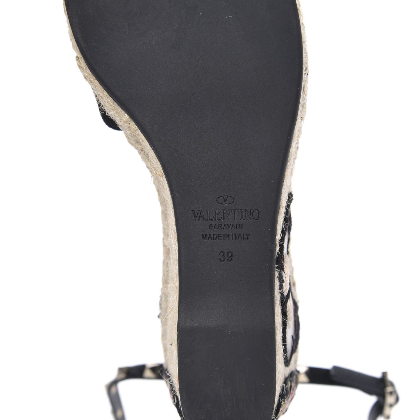 Canvas Butterfly Embroidered Rockstud Ankle Wrap Espadrille 15/85mm Wedges 39 Black