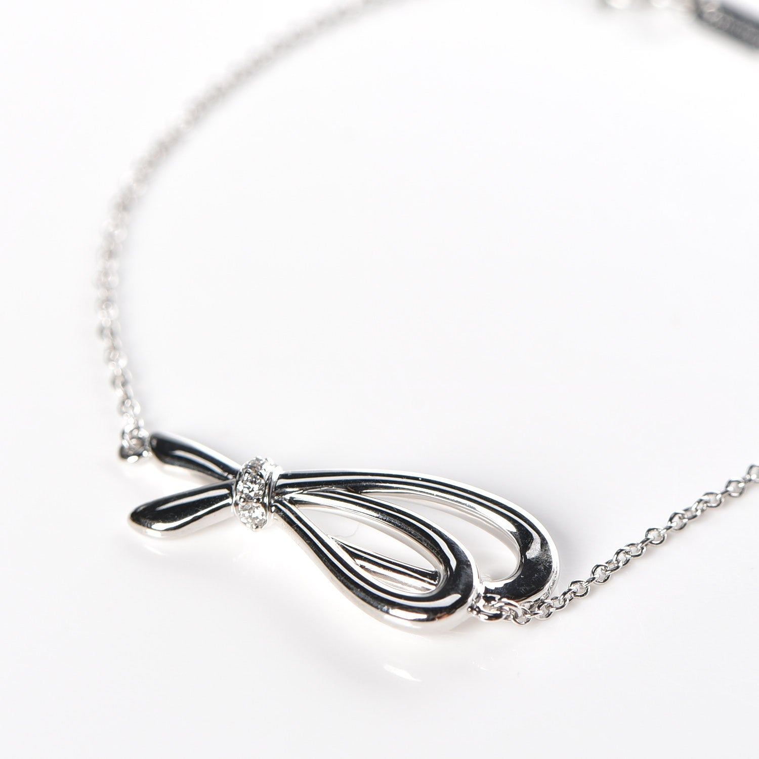 Tiffany 18K White Gold Diamond Bow Bracelet 4 of 6