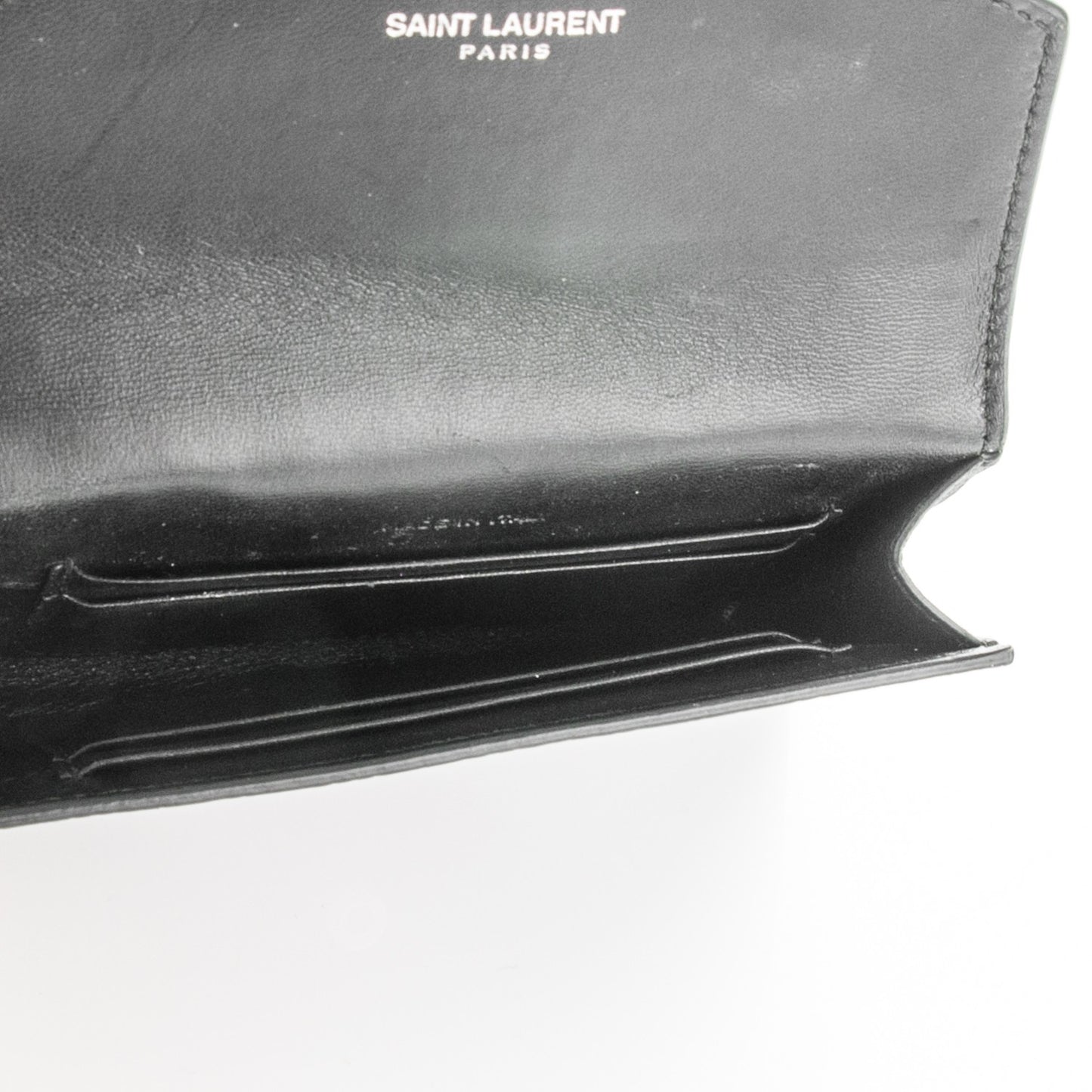 Calfskin Crocodile Embossed Small Monogram Envelope Wallet Black