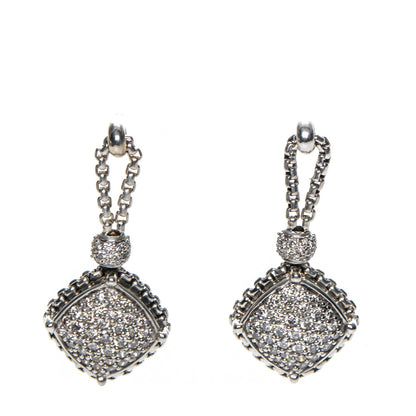 David Yurman Sterling Silver Diamond Cushion On Point Drop Earrings 1 of 6