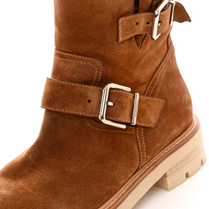 Jimmy Choo Soft Suede Shearling Biker Boots 37.5 Tan 9 of 12