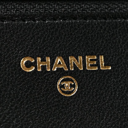 Chanel Caviar Sheepskin Chevron Quilted Vintage Mademoiselle Wallet On Chain WOC Black 6 of 14