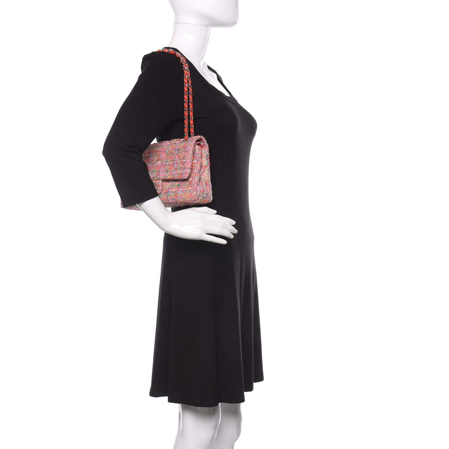 Chanel Tweed Quilted Medium Double Flap Pink 3 of 12