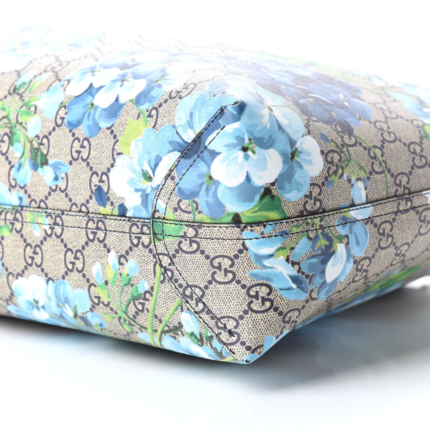 GG Supreme Monogram Blooms Medium Reversible Tote Beige Blue Navy