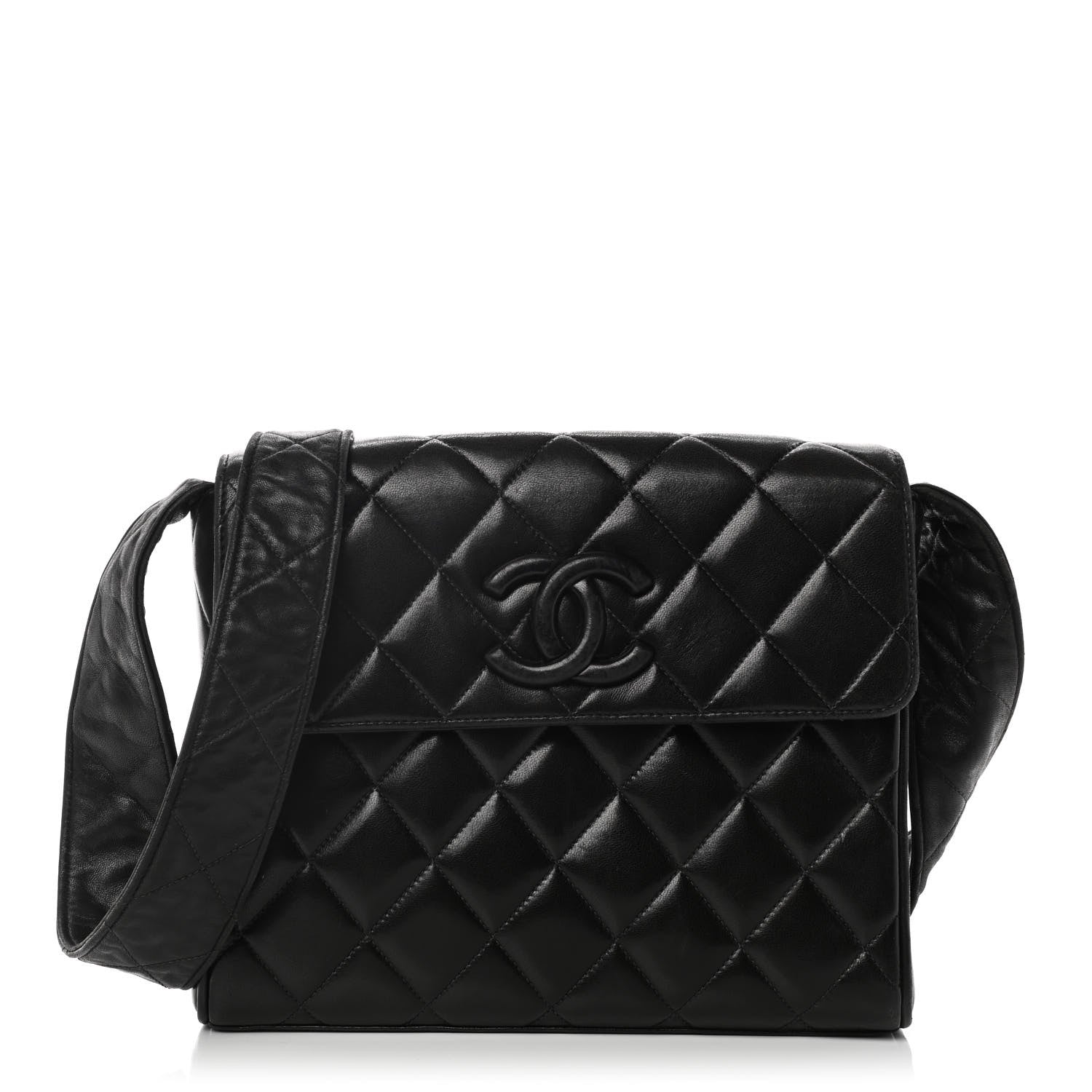 Chanel Lambskin Quilted CC Single Flap Shoulder Bag Black 1 of 10