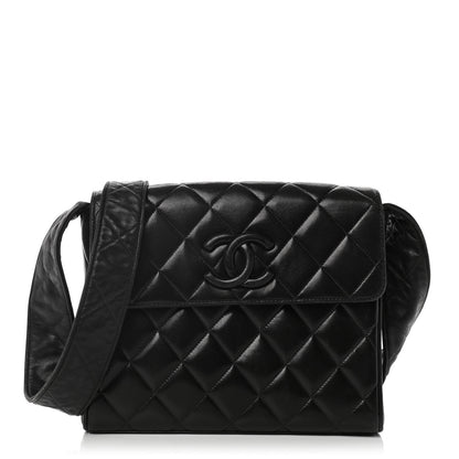 Chanel Lambskin Quilted CC Single Flap Shoulder Bag Black 1 of 10