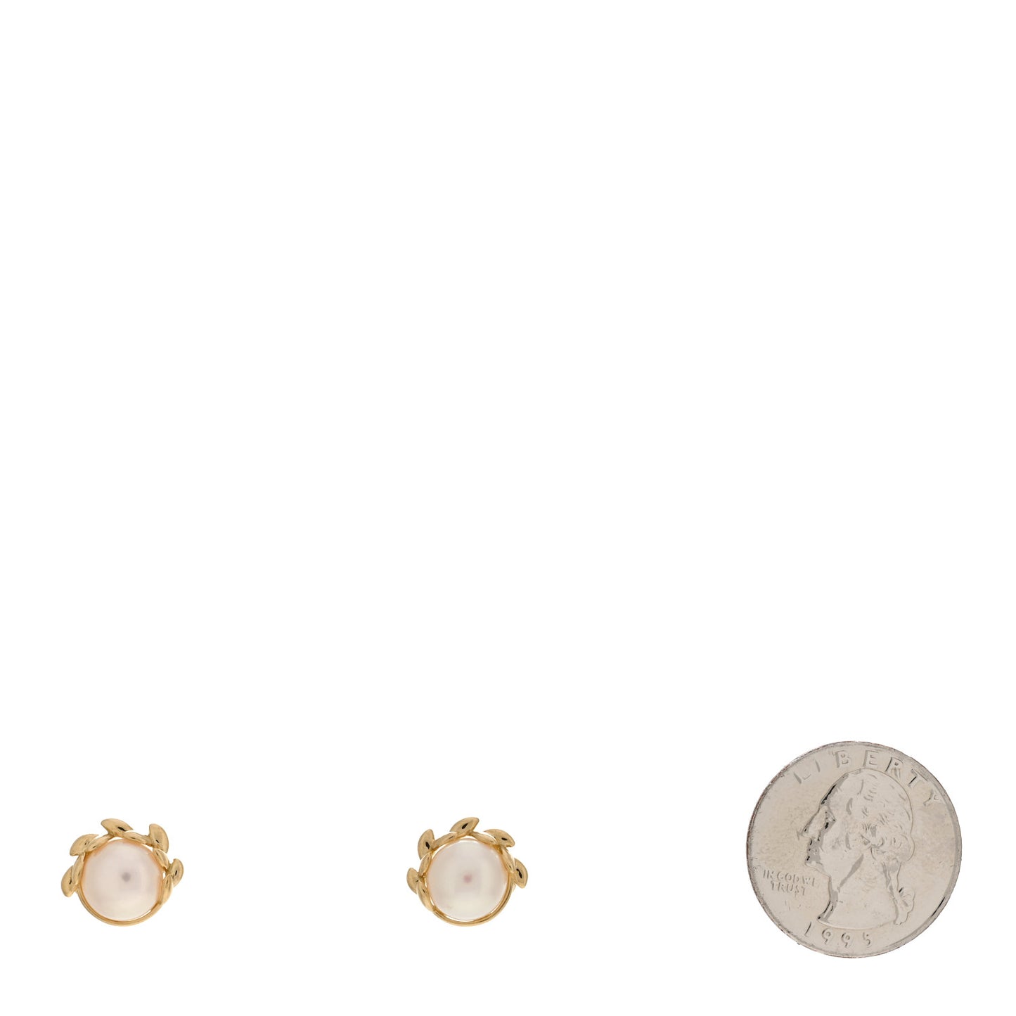 18K Yellow Gold Pearl Paloma Picasso Olive Leaf Earrings