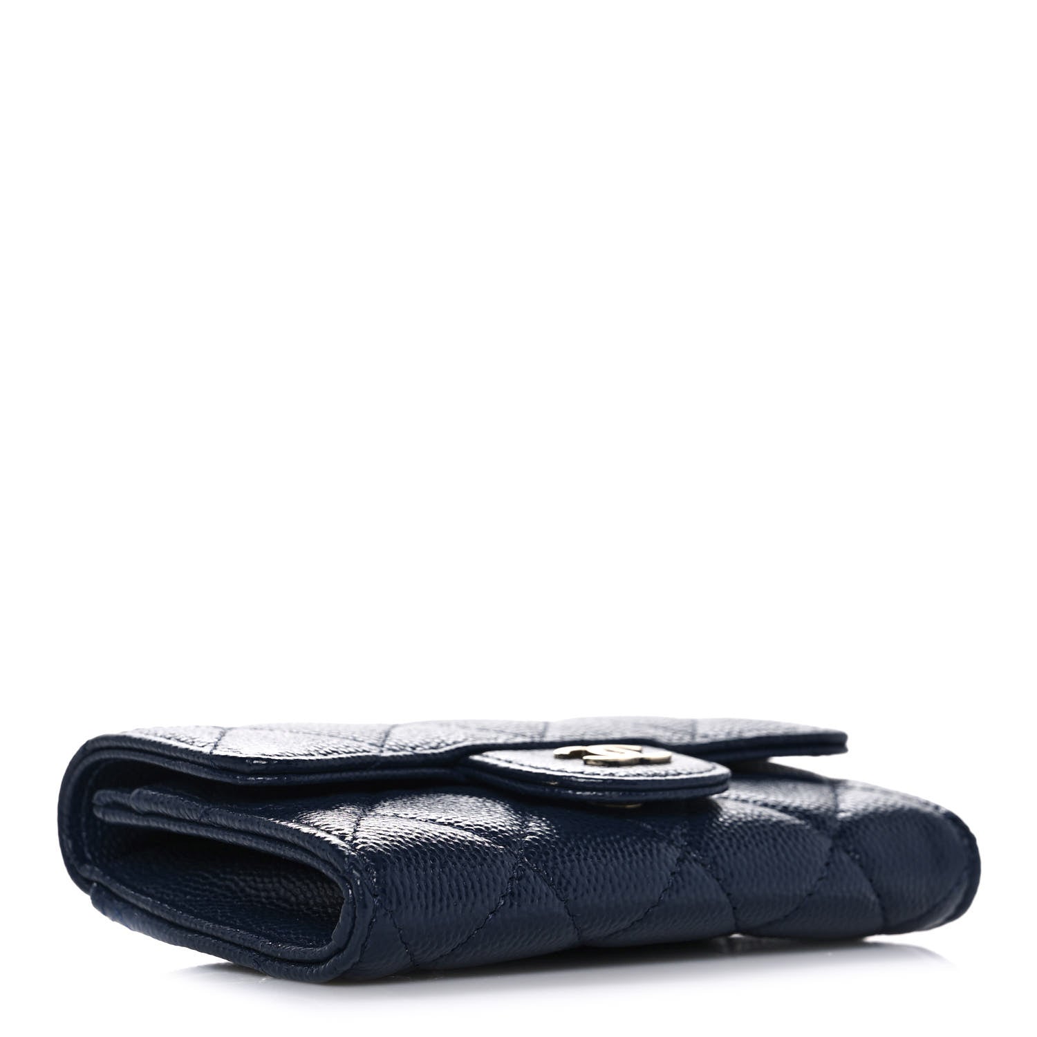 Chanel Caviar Quilted Flap Card Holder Wallet Navy Blue 4 of 11