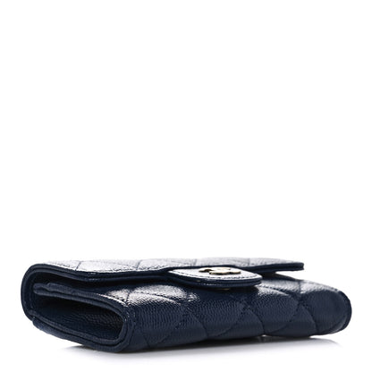 Chanel Caviar Quilted Flap Card Holder Wallet Navy Blue 4 of 11