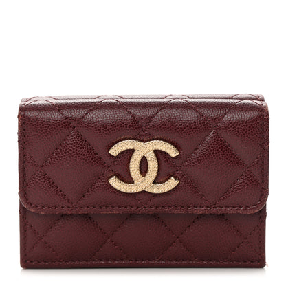 Chanel Caviar Quilted Studded CC Double Flap Wallet Burgundy 1 of 13