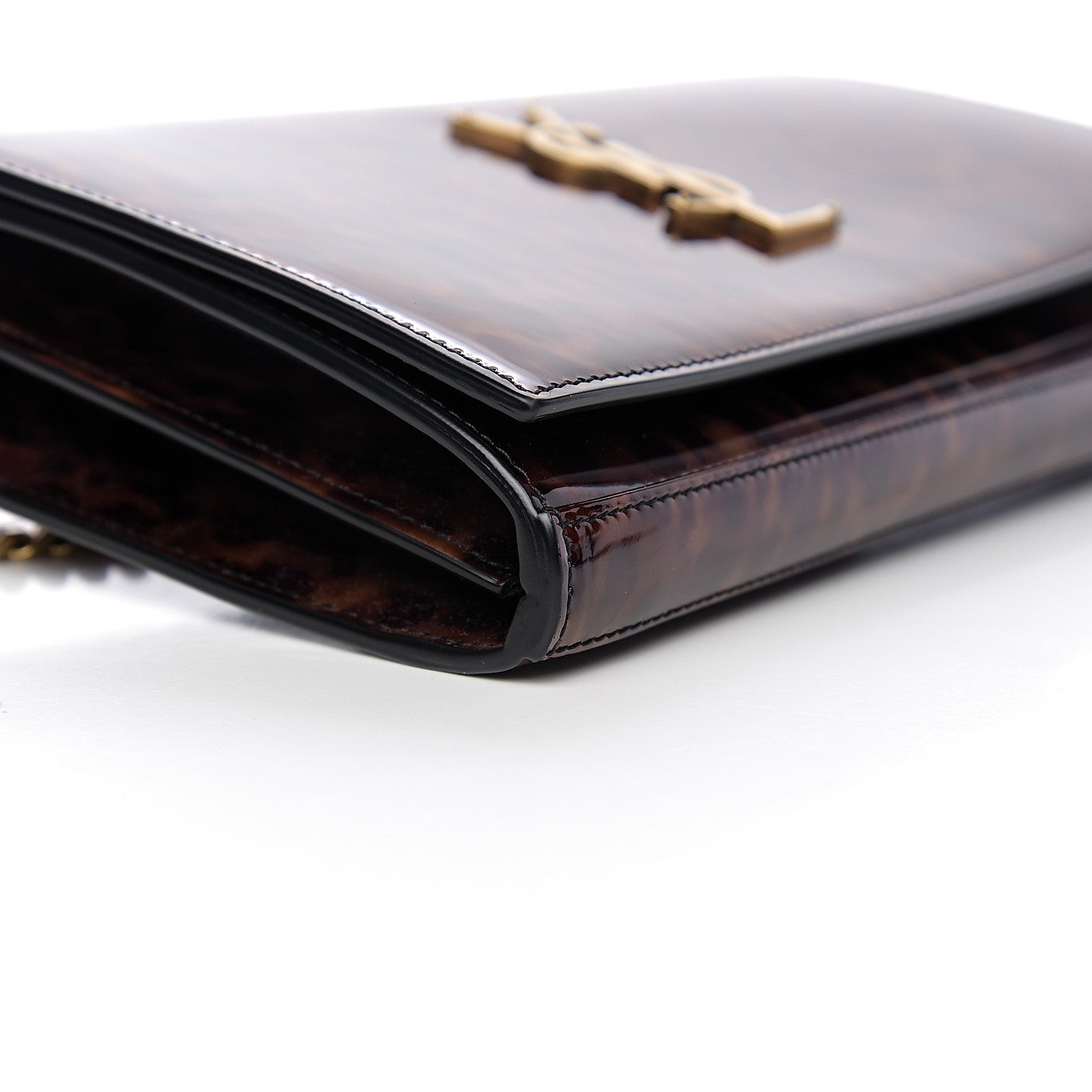 Saint Laurent Patent Monogram Chain Wallet Tortoiseshell 6 of 8
