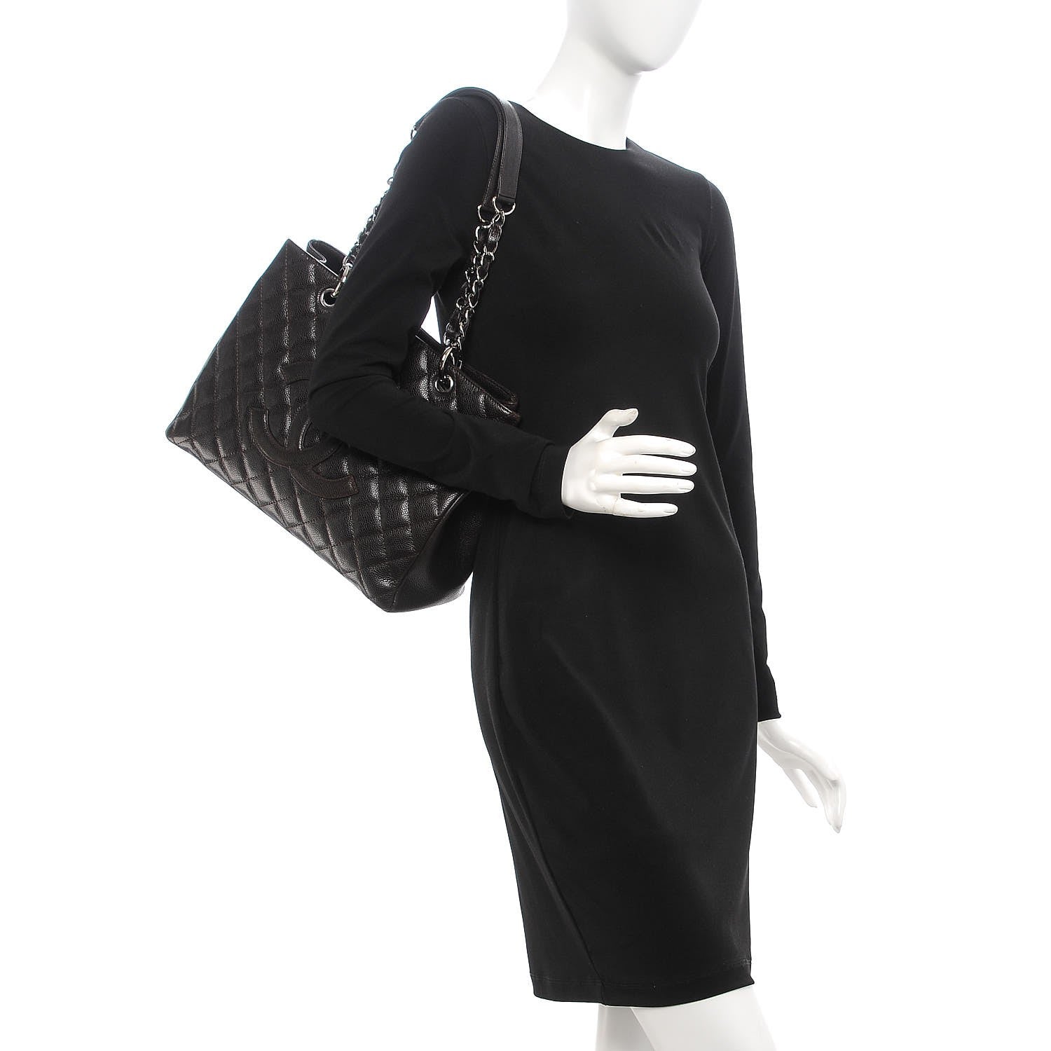 Chanel Caviar Quilted Grand Shopping Tote GST Dark Brown 2 of 7