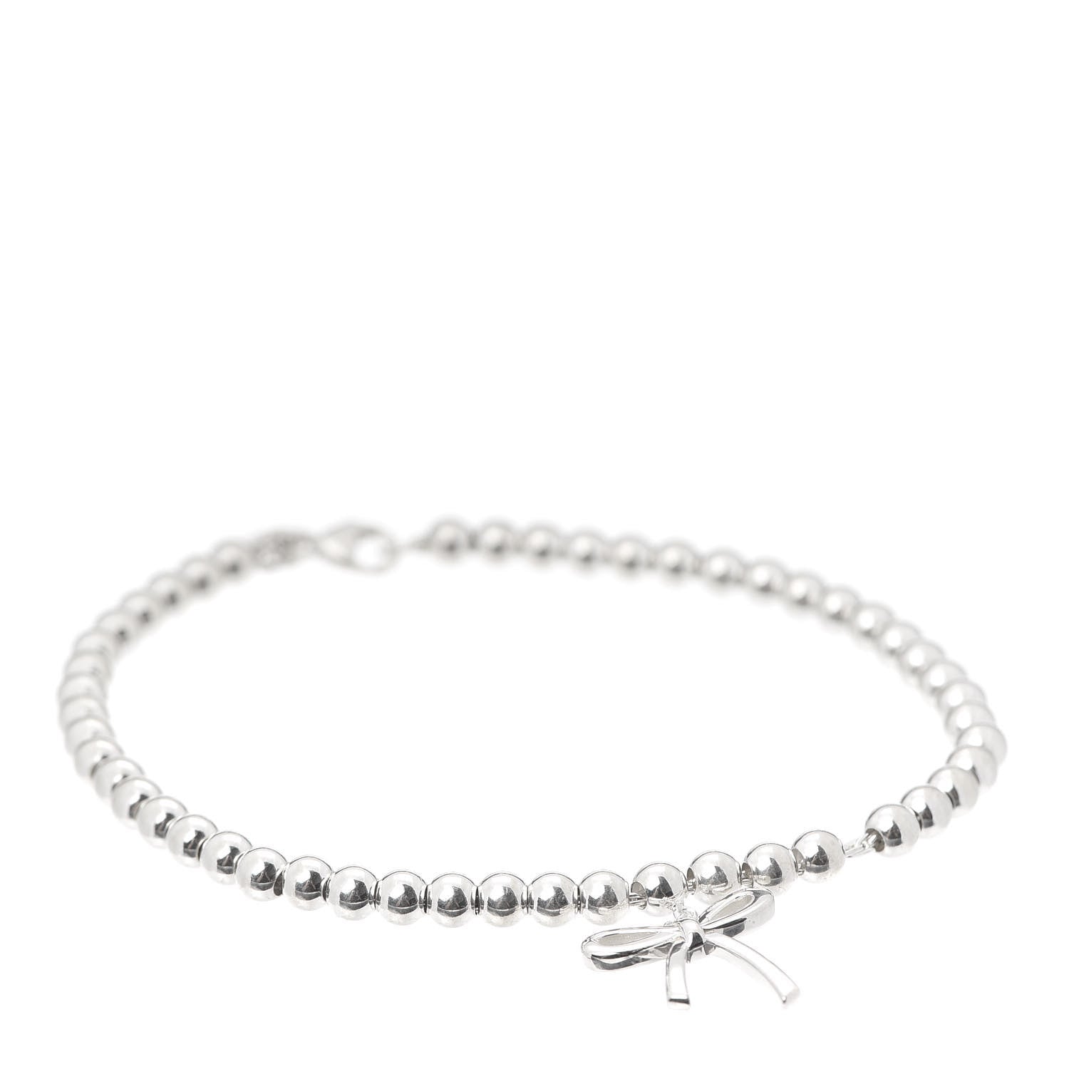 Tiffany Sterling Silver 4mm Bow Bead Bracelet 1 of 5