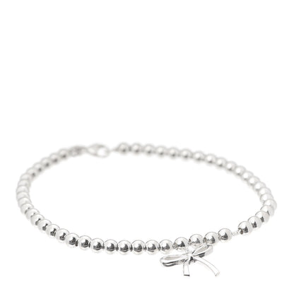 Tiffany Sterling Silver 4mm Bow Bead Bracelet 1 of 5