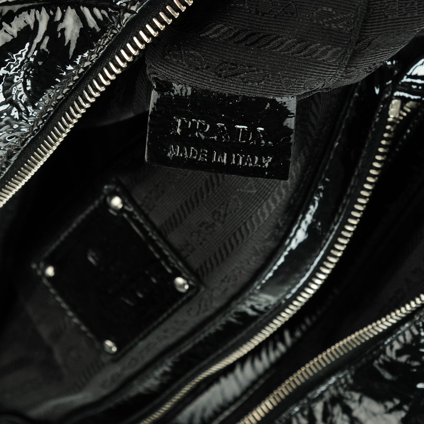 Vernice Chevron Dome Satchel Black