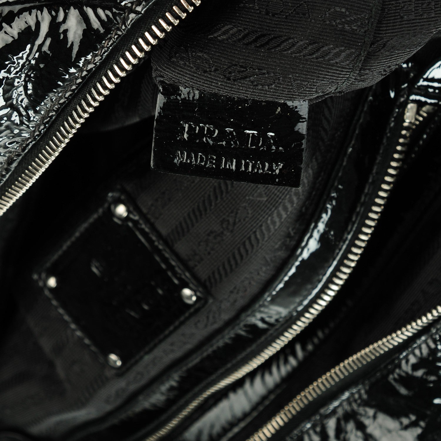 Prada Vernice Chevron Dome Satchel Black 8 of 8