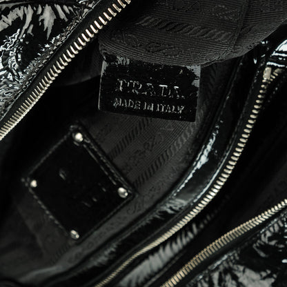 Prada Vernice Chevron Dome Satchel Black 8 of 8