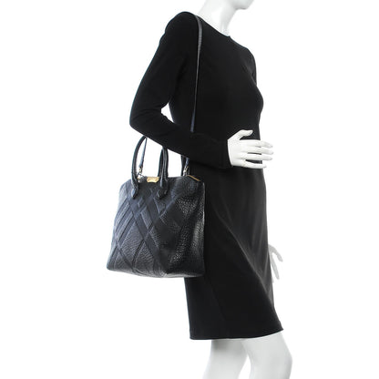 Burberry Heritage Grain Check Embossed Medium Dewsbury Tote Black 3 of 9
