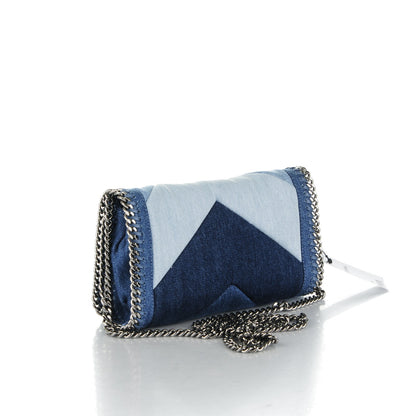 Stella McCartney Eco Denim Chevron Quilted Falabella Crossbody Blue 3 of 9