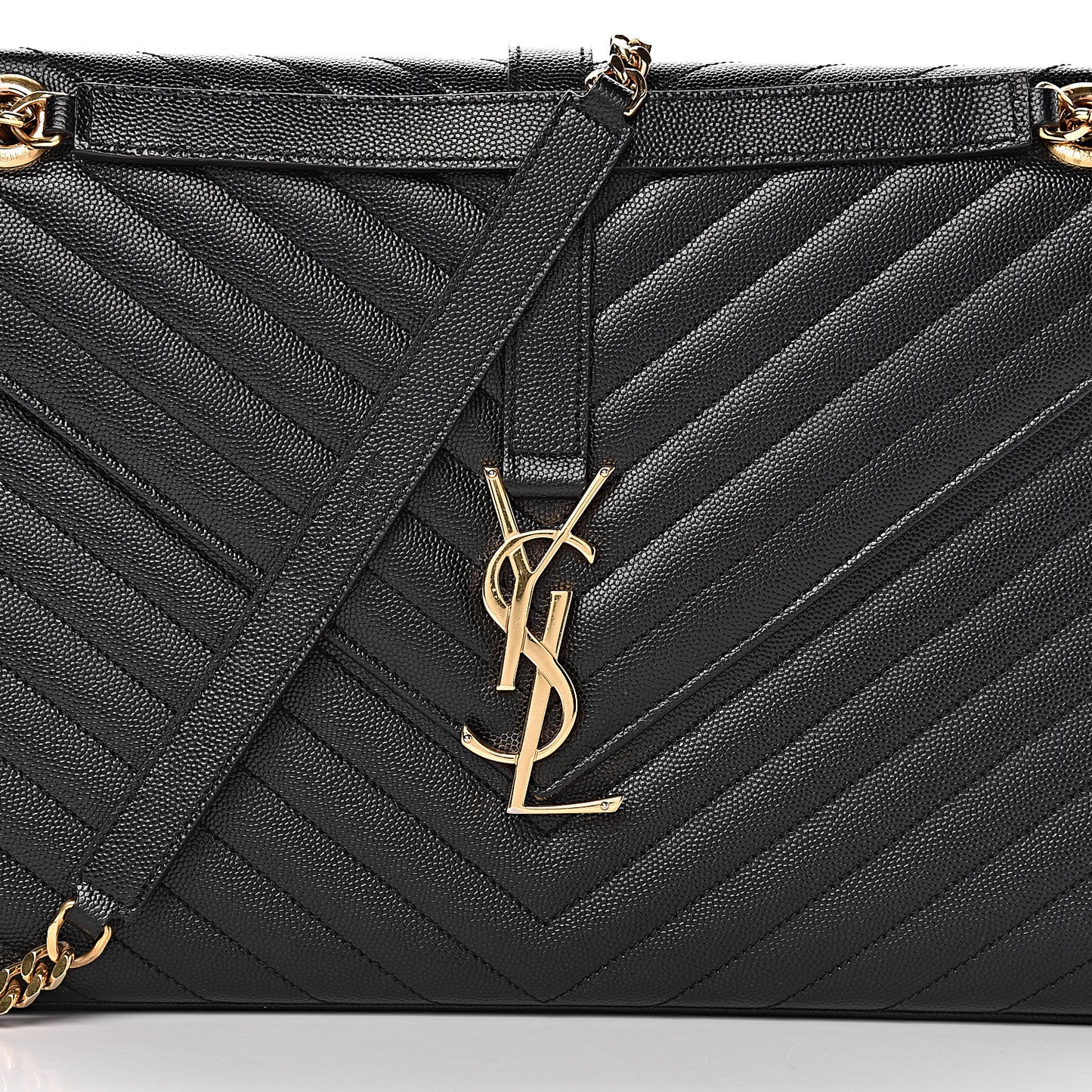 Grain De Poudre Matelasse Chevron Large Monogram Satchel Black