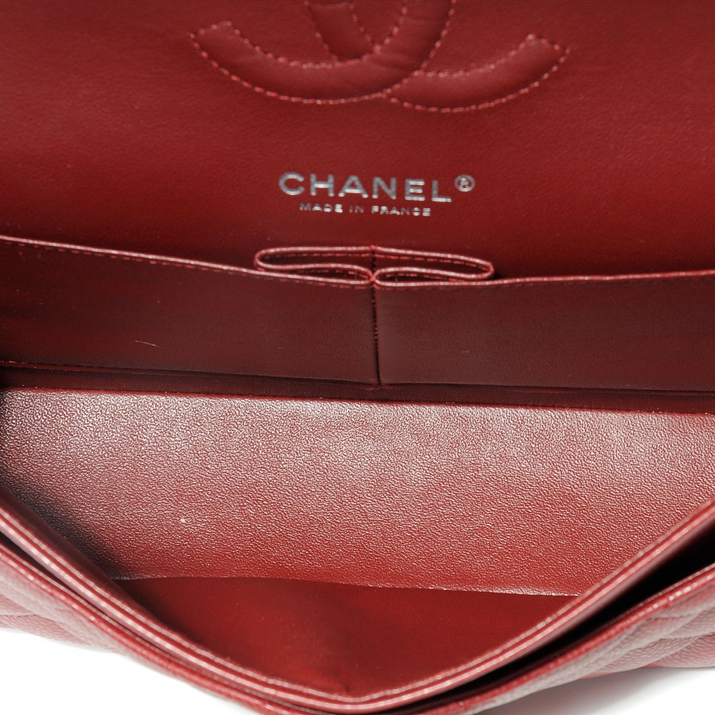 Caviar Quilted Medium Double Flap Red