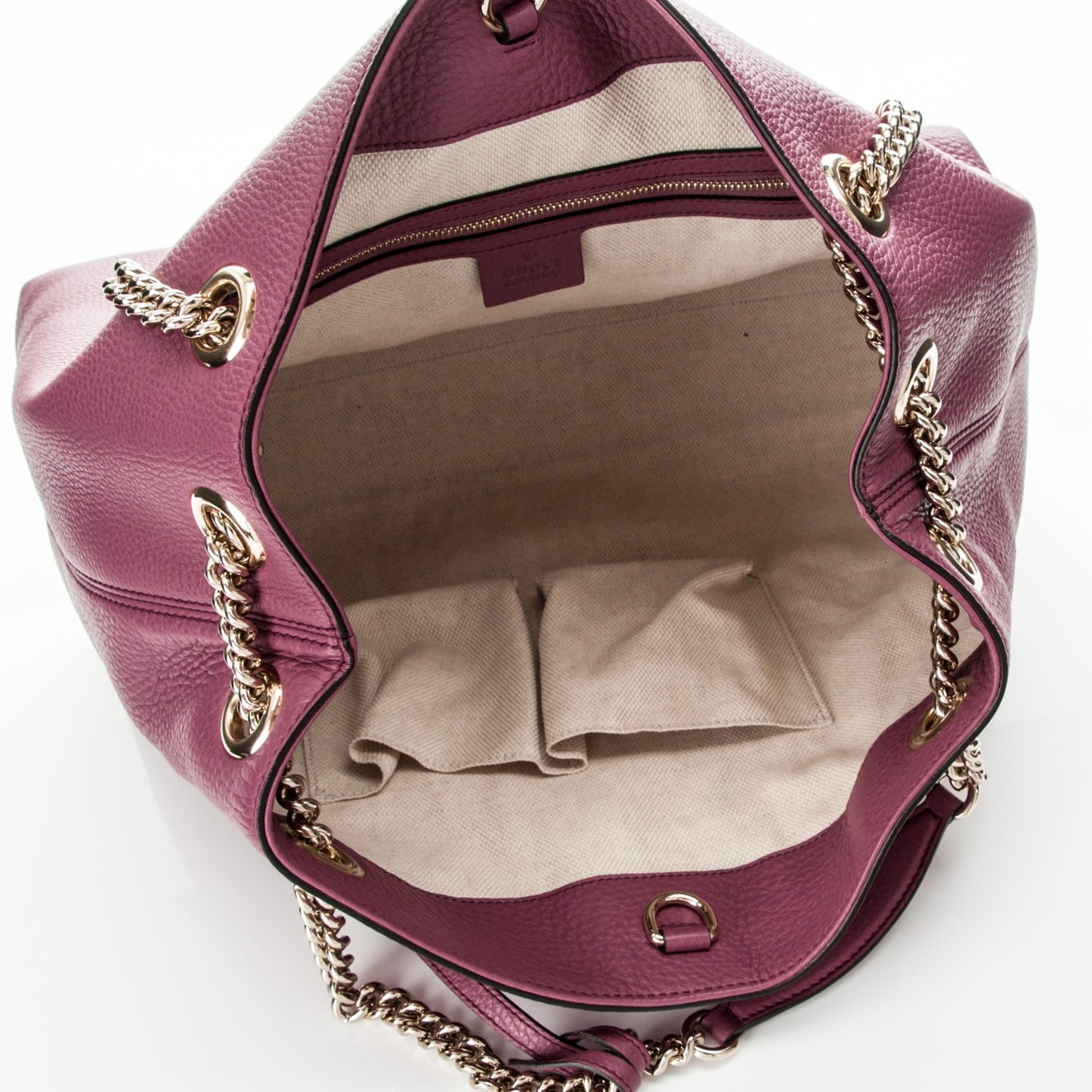 Pebbled Calfskin Medium Soho Chain Shoulder Bag Peonia Flower