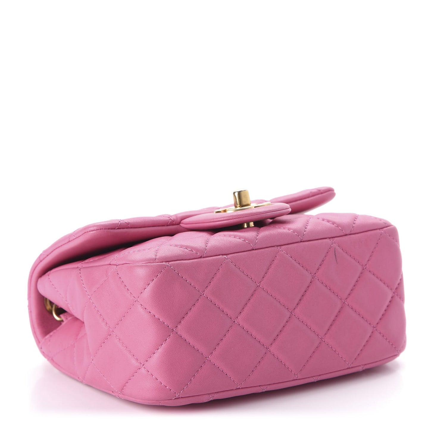 Lambskin Quilted Mini Pearl Crush Flap Pink