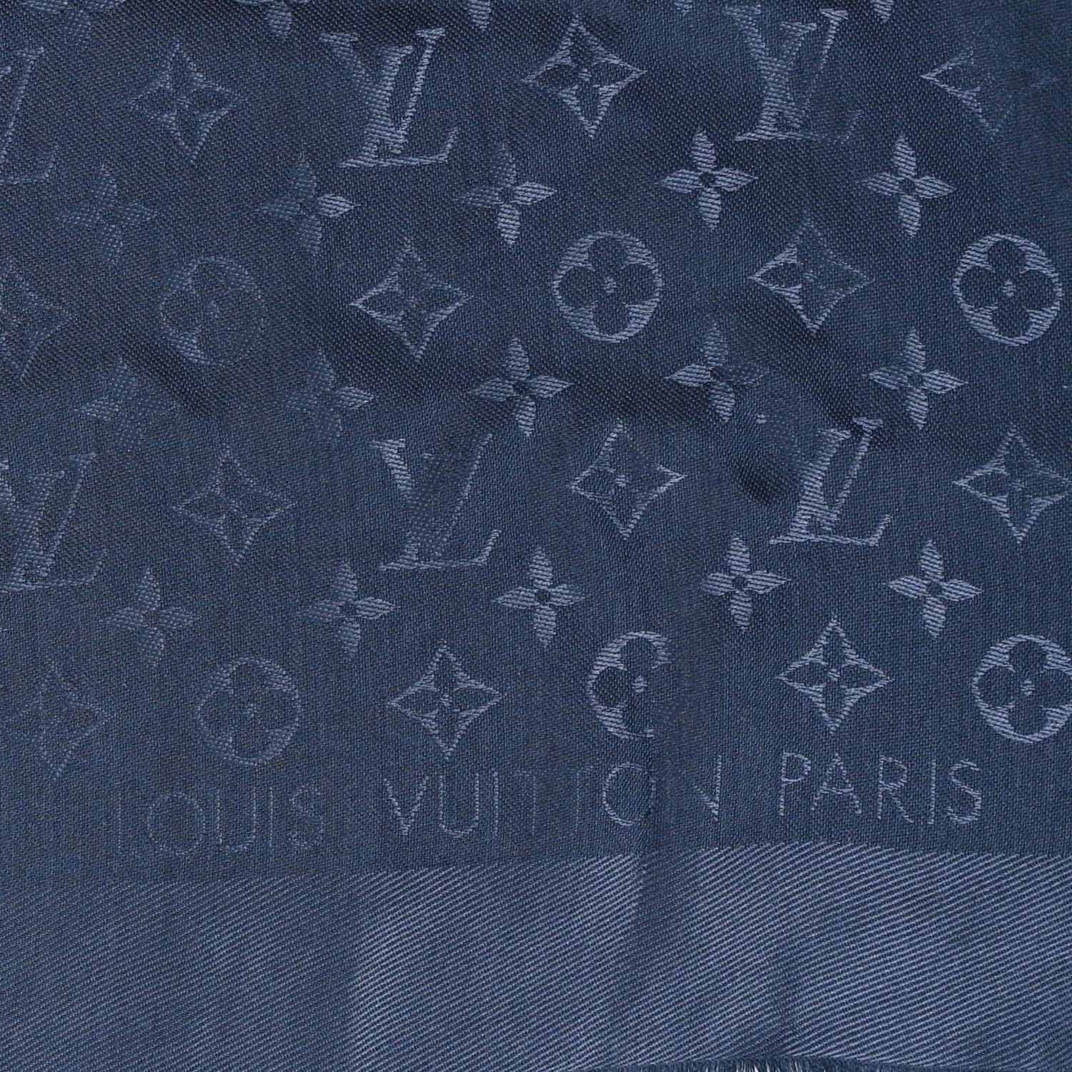 Louis Vuitton Silk Lurex Wool Monogram Shine Shawl Charcoal Blue 3 of 4