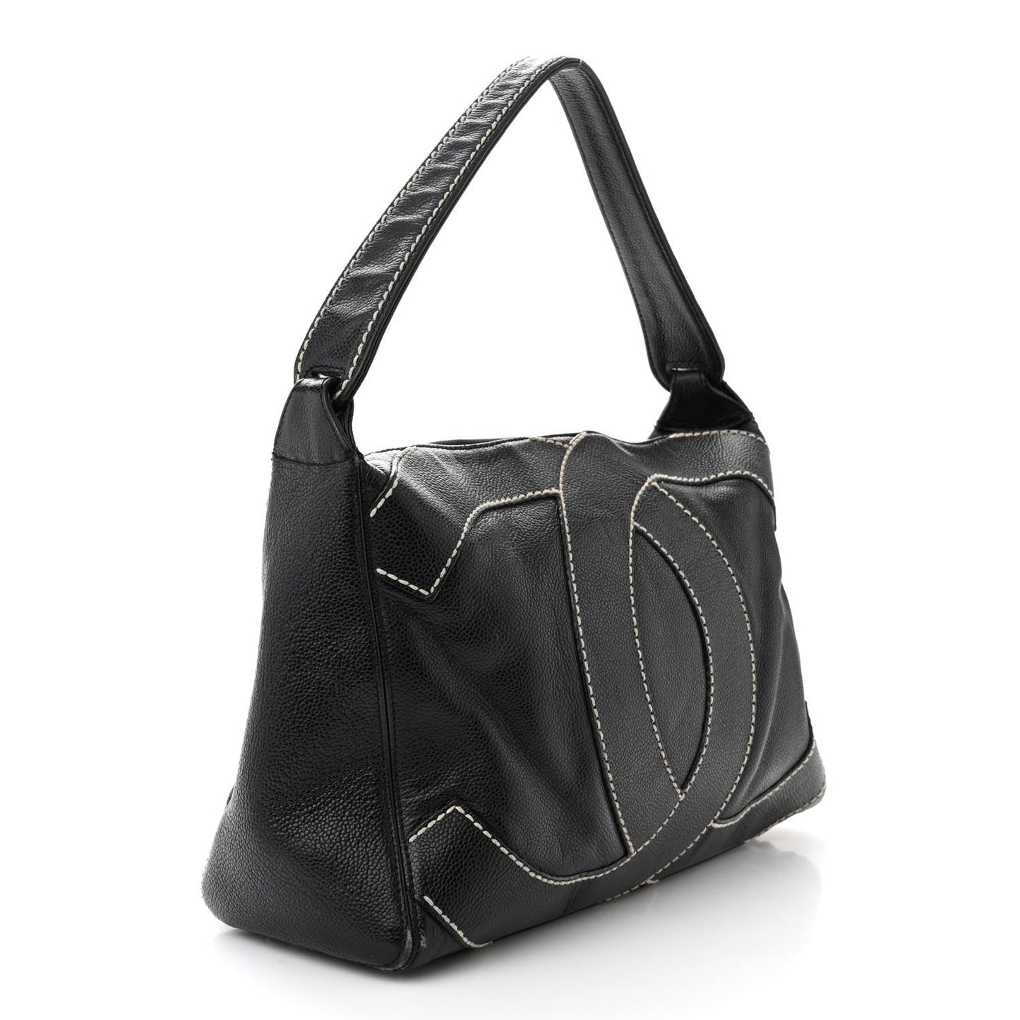 Caviar CC Stitched Medium Hobo Black