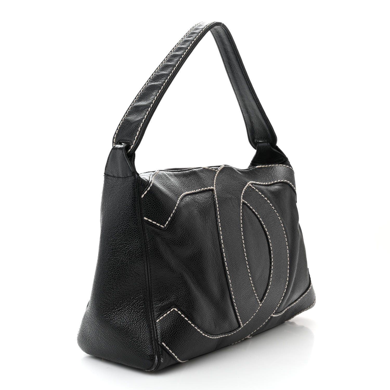 Chanel Caviar CC Stitched Medium Hobo Black 3 of 12