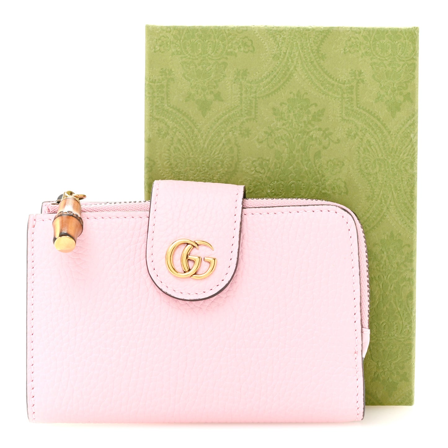 Piuma Calfskin Medium Bamboo Double G Wallet Pink